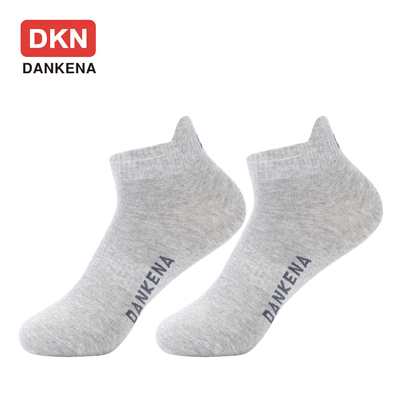 DANKENA 10 Pairs Cotton Men Women Socks Letters Plain Short Boat Socks